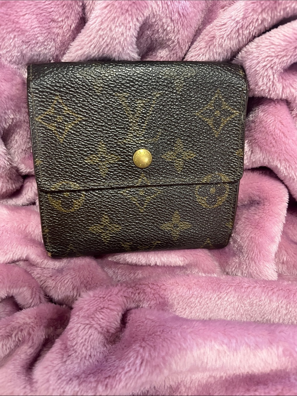 Louis Vuitton Brown Monogram Folding Wallet with Gold Snap